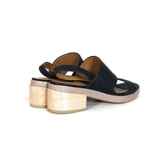 COCLICO Tate Black Leather Strappy Sandals in Smog Rock Block Heels Size 9 - Picture 3 of 11